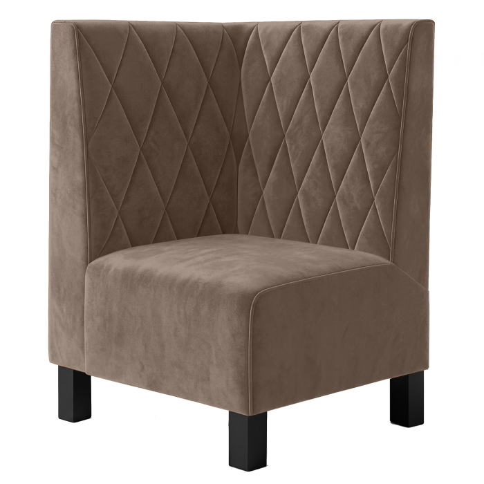 Schmidt F | Gastro hjørnebænk | B:H 64 x 100 cm | Taupe | Diamantmønster | Fløjl