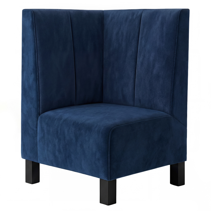 Schmidt F | Gastro hjørnebænk | B:H 64 x 120 cm | Blå | Stribet dobbeltsyning | Fløjl