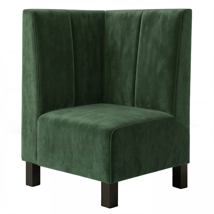 Schmidt F | Gastro Corner -penkki | L:K 64 x 120 cm | Tummanvihreä | Raidallinen tuplapotka | Sametti
