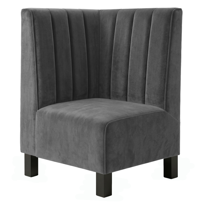 Schmidt F | Gastro Hoekbank | B:H 64 x 90 cm | Grijs | Gestreept 12 cm | Fluweel