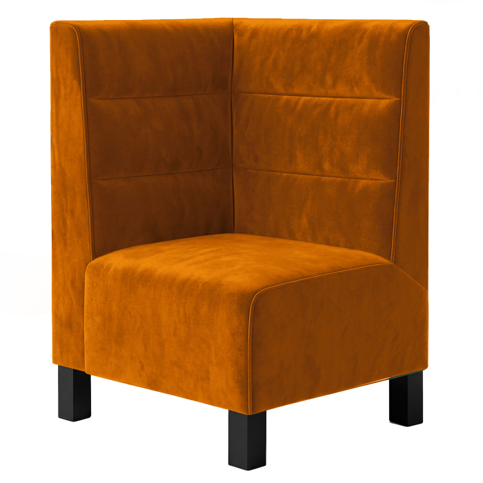 Wagner F | Gastro hjørnebænk | B:H 64 x 100 cm | Orange | Vandrette striber | Fløjl