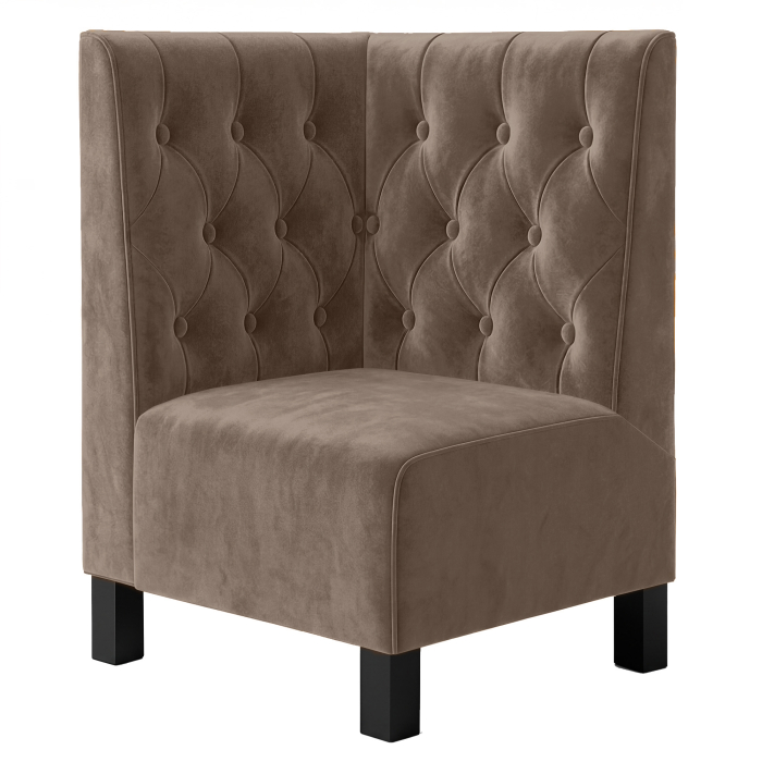 Wagner F | Gastro hjørnebenk | B:H 64 x 120 cm | Taupe | Chesterfield | Fløyel