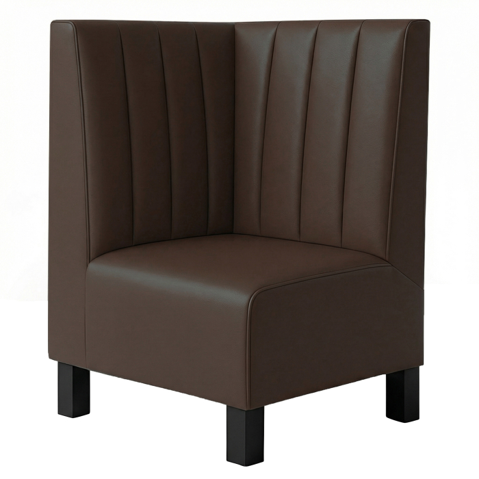 Wagner F | Gastro Corner Bench | W:H 64 x 90 cm | Brown | Striped 12 cm | Leather