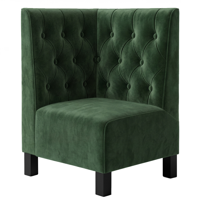 Wagner F | Gastro-kulmapenkki | L:K 64 x 90 cm | Tummanvihreä | Chesterfield | Sametti