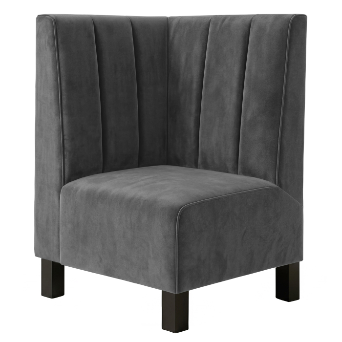 Wagner F | Gastro hjørnebænk | B:H 64 x 90 cm | Grå | Dybstribet | Fløjl