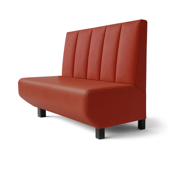 Wagner F | Restaurantbenk | B:H 60 x 120 cm | Rød | Dypstripet | Skinn
