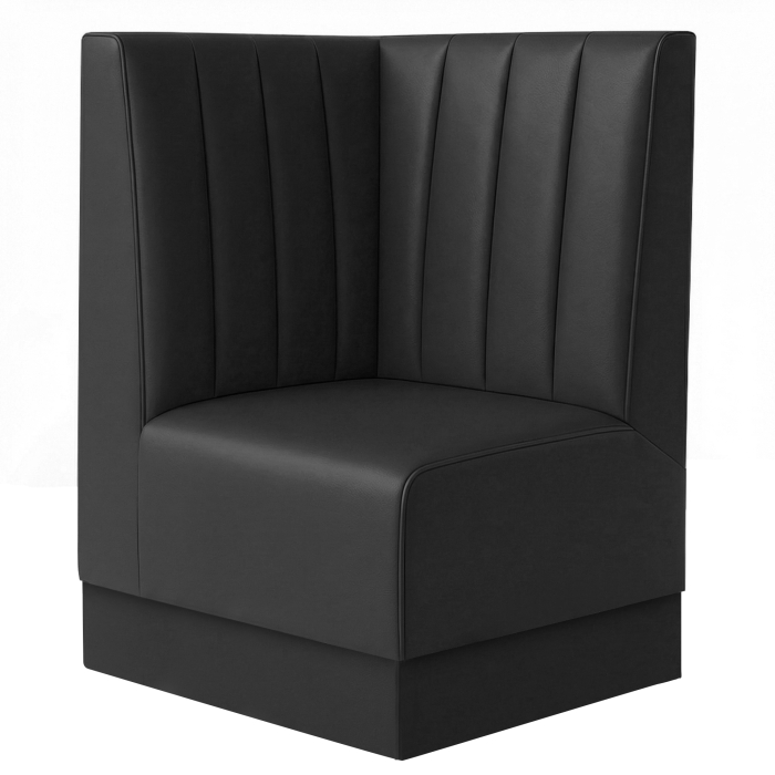 Wagner S | Gastro hjørnebænk | B:H 64 x 120 cm | Sort | Stribet 12 cm | Læder