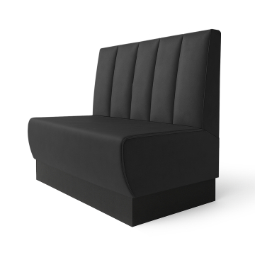 Meyer S | Restaurantbænk | B:H 120 x 100 cm | Sort | Stribet dobbeltsyning | Læder