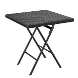 MIO | Partytisch | 60 x 60 cm | Svart / Rattan | Hopfällbar | Kvadratisk