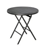 MIO | Partytisch | Ø 60 cm | Schwarz / Rattan | Klappbar | Rund