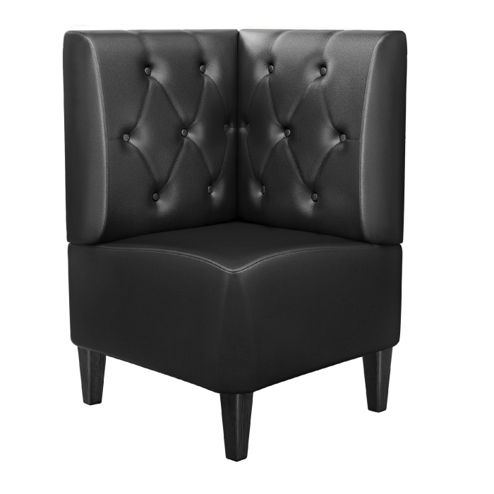 MIAMI | Banco esquinero para uso comercial | An: Al 64 x 103 cm | Negro | Diseño Chesterfield de rombos | Cuero