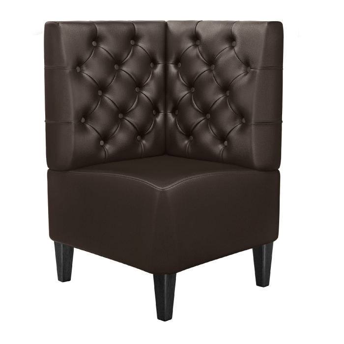 MIAMI | Hjørnebenk for kommersiell bruk | B:H 64 x 103 cm | Brun | Chesterfield | Skinn