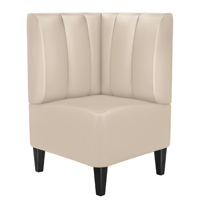 MIAMI | Hjørnebænk til restauranter | B:H 64 x 103 cm | Cremefarvet | Stribet | Læder