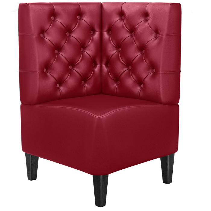 MIAMI | Hjørnebenk for restauranter | B:H 64 x 103 cm | Rød | Chesterfield | Skinn