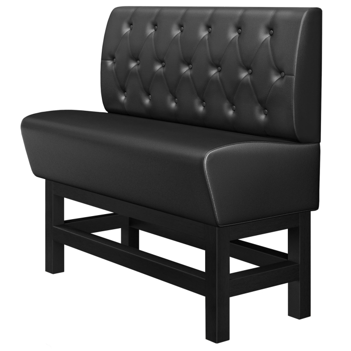MIAMI | Høj restaurantsofabænk | B:H 100 x 133 cm | Sort | Chesterfield Rhombus | Læder