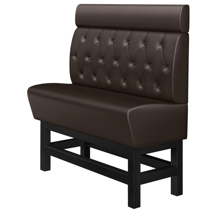 MIAMI | Gastro Hochbank | B:H 140 x 158 cm | Dunkelbraun | Chesterfield Raute | Leder