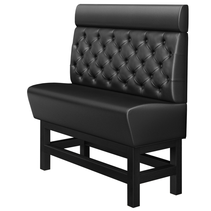 MIAMI | Gastro Hochbank | B:H 140 x 158 cm | Schwarz | Chesterfield | Leder