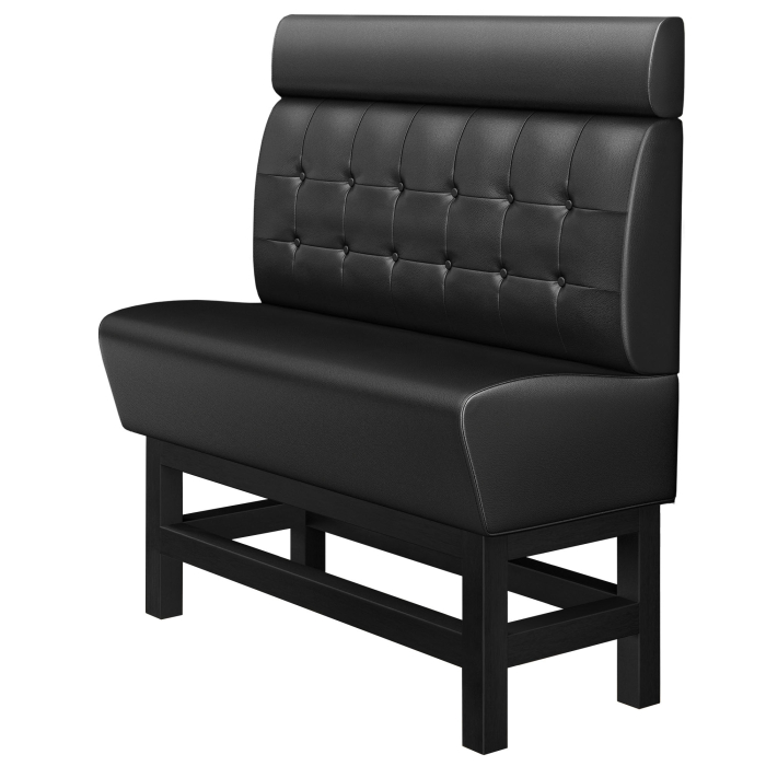 MIAMI | Gastro Hochbank | B:H 160 x 158 cm | Schwarz | Chesterfield Button | Leder