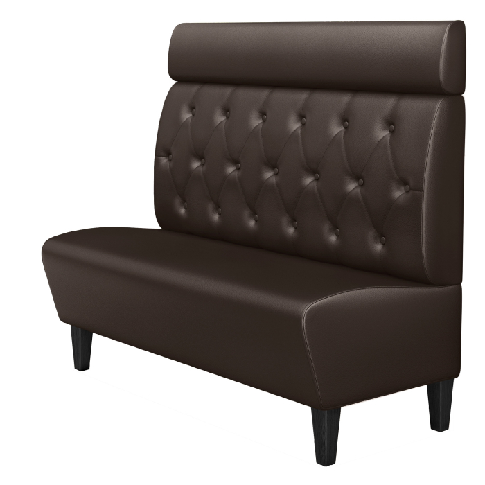 MIAMI | Restaurantbenk | B:H 180 x 128 cm | Brun | Chesterfield diamantmønster | Skinn