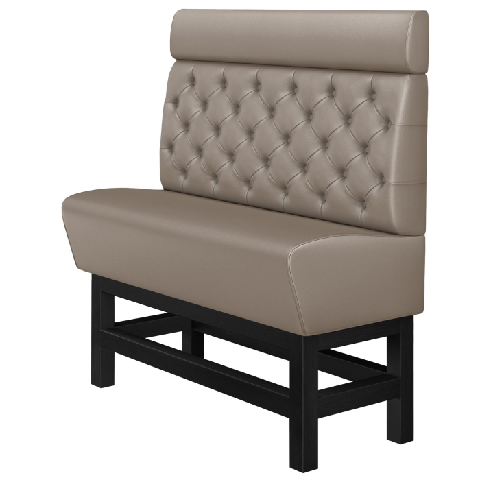 MIAMI | Wysoka ławka do restauracji | Szer.:wys. 200 x 158 cm | Szarobrązowy | Chesterfield | Skóra