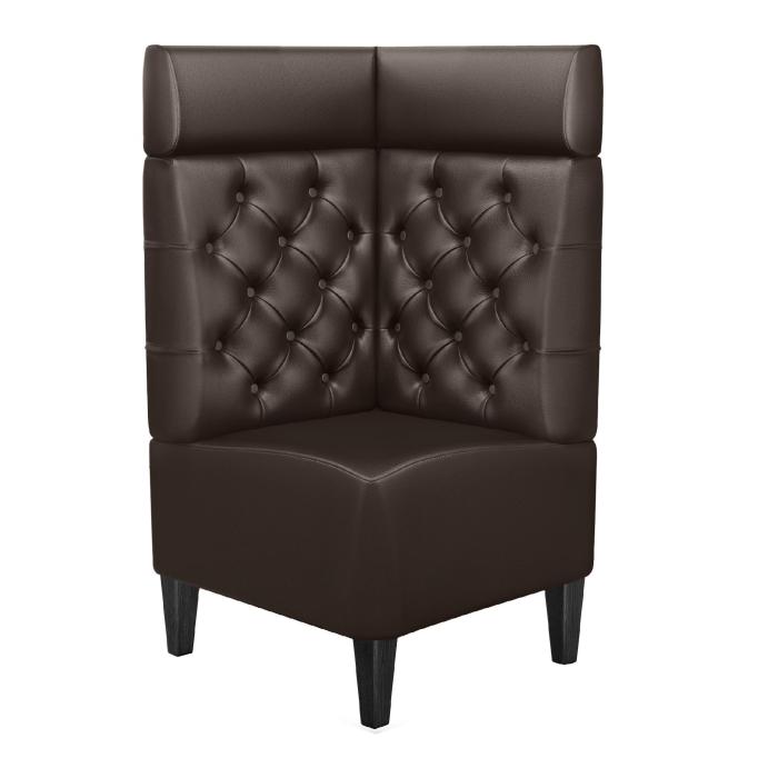 MIAMI | Hörnsoffa till restaurang | B:H 64 x 128 cm | Brun | Chesterfield | Läder