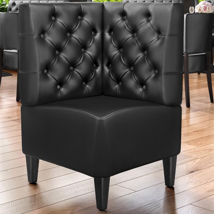 MIAMI | Gastro hörnbänk | B:H 60 x 103 cm | Svart | Chesterfield | Läder