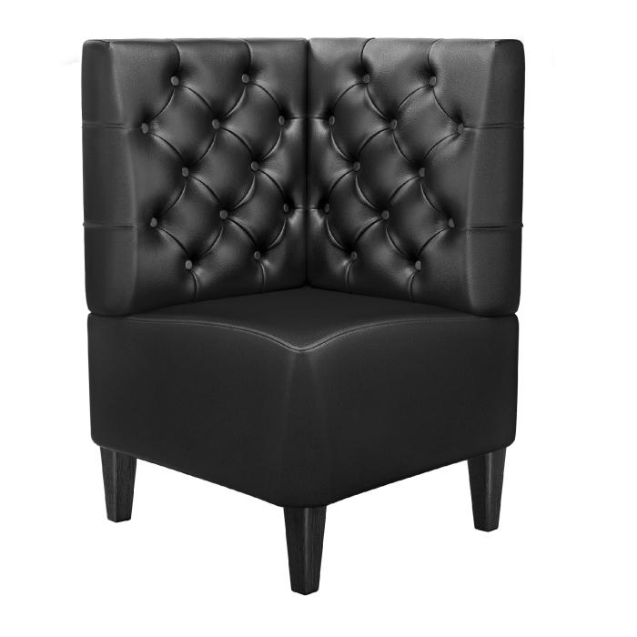 MIAMI | Hörnsoffa till restaurang | B:H 64 x 103 cm | Svart | Chesterfield | Läder