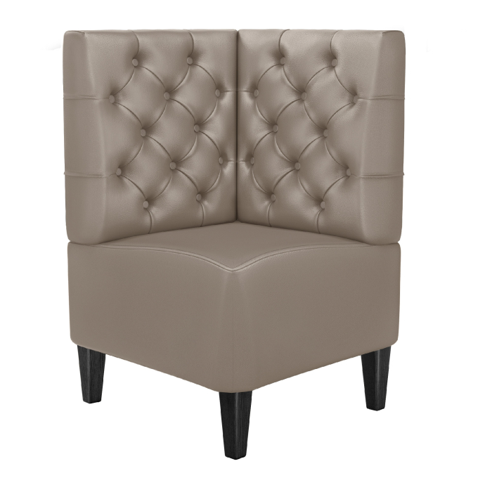 MIAMI | Hoekbank voor restaurants | B:H 64 x 103 cm | Taupe | Chesterfield | Leer