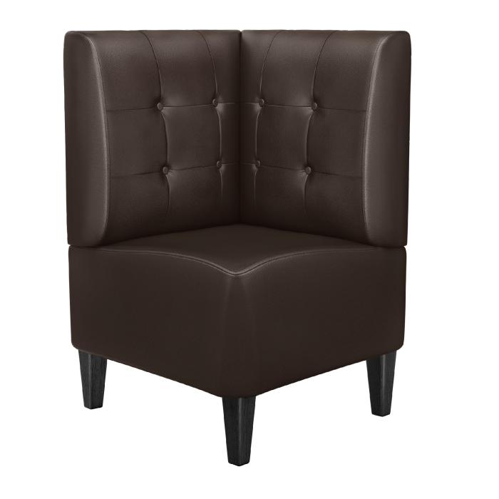 MIAMI | Hörnsoffa till restaurang | B:H 64 x 103 cm | Brun | Chesterfield-knapp | Läder