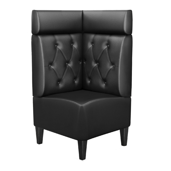 MIAMI | Gastro Eckbank | B:H 64 x 128 cm | Schwarz | Chesterfield Raute | Leder