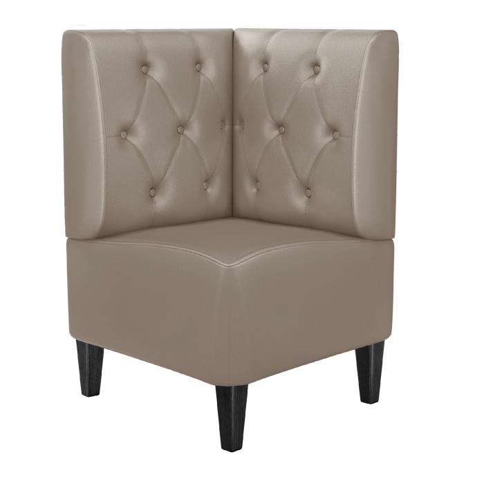 MIAMI | Hörnsoffa till restaurang | B:H 64 x 103 cm | Taupe | Chesterfield romb | Läder
