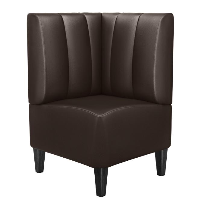 MIAMI | Hörnsoffa till restaurang | B:H 64 x 103 cm | Brun | Randig | Läder