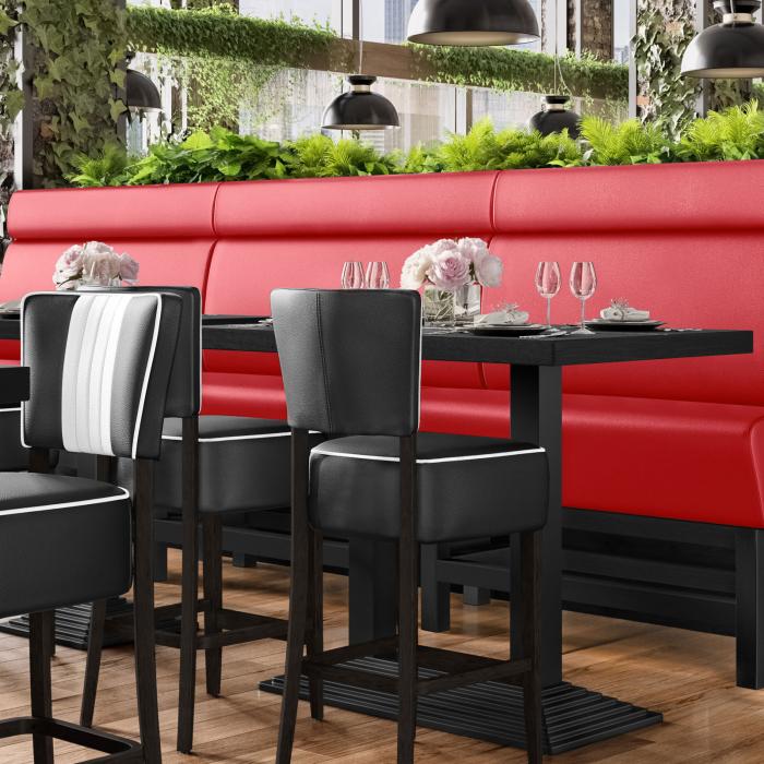 MIAMI | Hög restaurangsoffa | B:H 100 x 158 cm | Röd | Chesterfield-knapp | Läder MIAMI | Hög restaurangsoffa | B:H 100 x 158 cm | Röd | Chesterfield-knapp | Läder