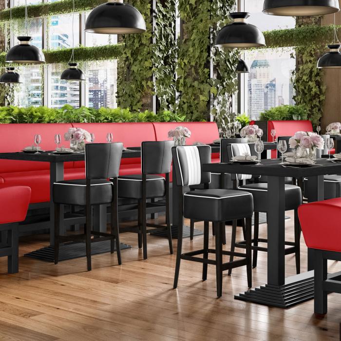 MIAMI | Hög restaurangsoffa | B:H 100 x 133 cm | Röd | Smidig | Läder