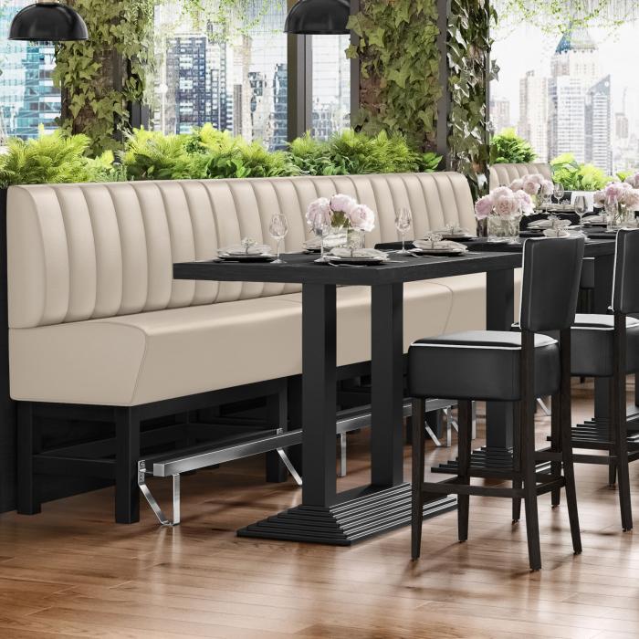 MIAMI | Hög restaurangsoffa | B:H 120 x 133 cm | Krämfärgad | Randig | Läder MIAMI | Hög restaurangsoffa | B:H 120 x 133 cm | Krämfärgad | Randig | Läder