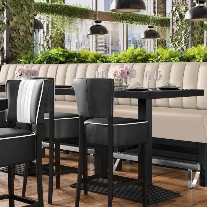MIAMI | Hög restaurangsoffa | B:H 120 x 133 cm | Krämfärgad | Randig | Läder MIAMI | Hög restaurangsoffa | B:H 120 x 133 cm | Krämfärgad | Randig | Läder