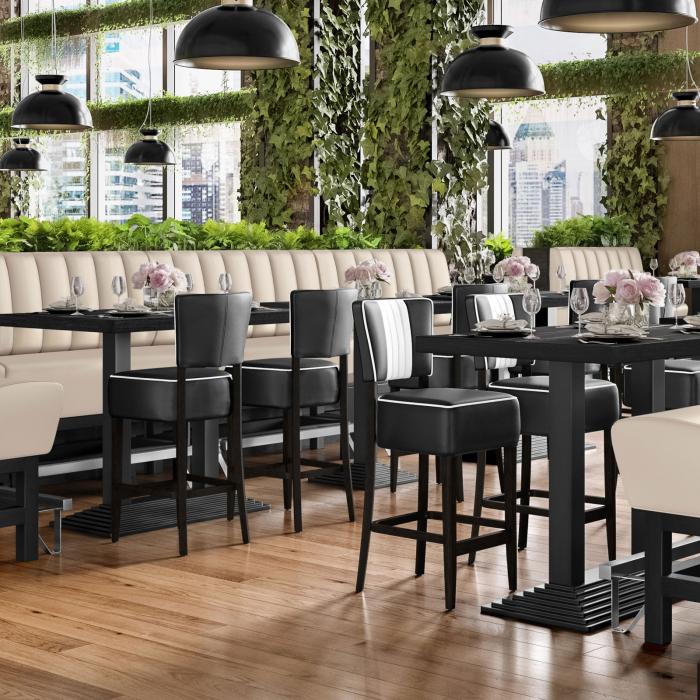 MIAMI | Hög restaurangsoffa | B:H 120 x 133 cm | Krämfärgad | Randig | Läder MIAMI | Hög restaurangsoffa | B:H 120 x 133 cm | Krämfärgad | Randig | Läder