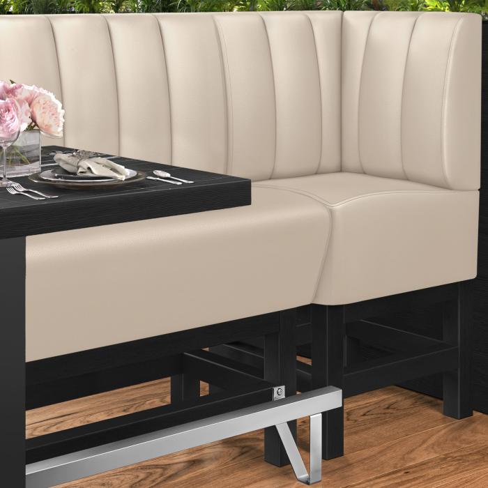 MIAMI | Gastro hög bänk | B:H 64 x 133 cm | Krämfärgad | Randig | Läder