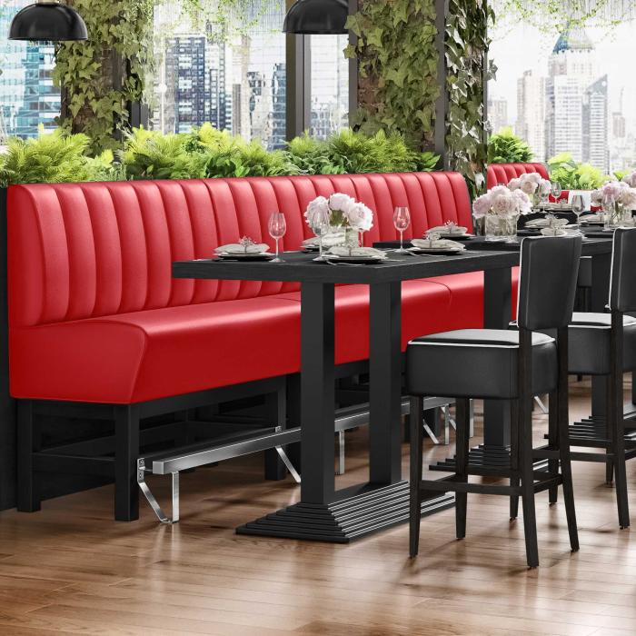 MIAMI | Hög restaurangsoffa | B:H 200 x 133 cm | Röd | Randig | Läder MIAMI | Hög restaurangsoffa | B:H 200 x 133 cm | Röd | Randig | Läder