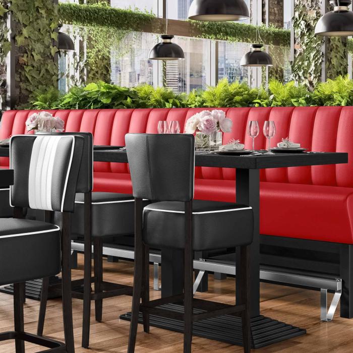 MIAMI | Hög restaurangsoffa | B:H 200 x 133 cm | Röd | Randig | Läder MIAMI | Hög restaurangsoffa | B:H 200 x 133 cm | Röd | Randig | Läder