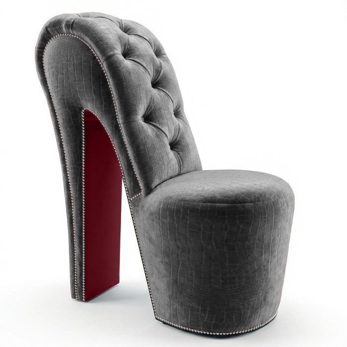 MIRANDA | High Heels Sessel | Chesterfield | Samt | Classic | Grau