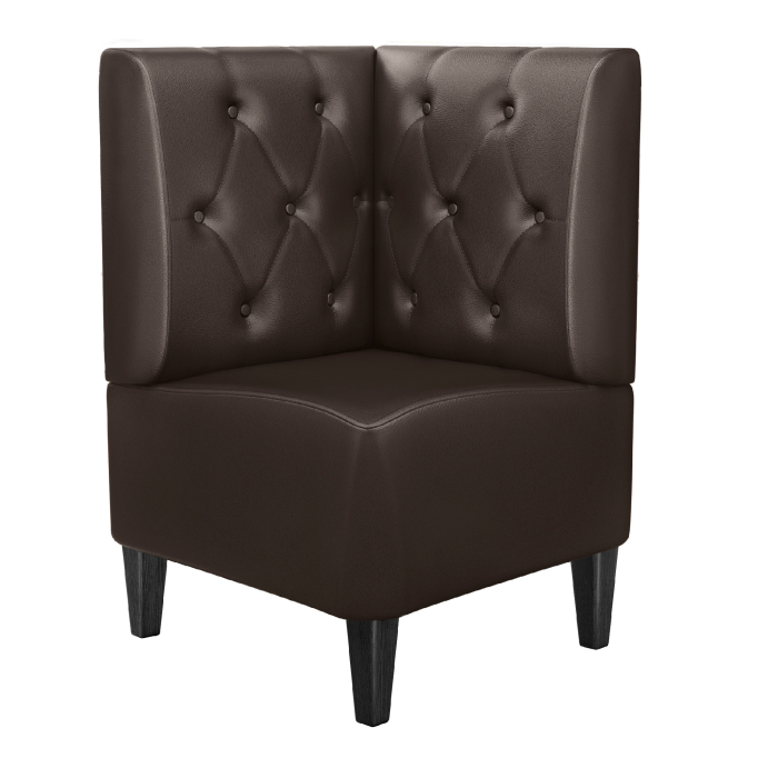 MIAMI | Banquette d'angle de restaurant | L:H 64 x 103 cm | Marron | Chesterfield losange | Cuir