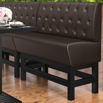 MIAMI | Banc haut pour restaurants | L x H 140 x 133 cm | Marron foncé | Motif losanges Chesterfield | Cuir