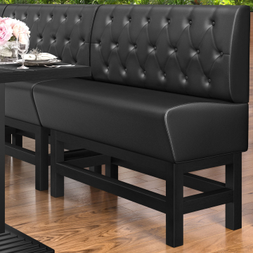 MIAMI | Banquette haute pour restaurants | L x H 100 x 133 cm | Noir | Motif losanges Chesterfield | Cuir