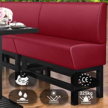 MIAMI | Banquette haute professionnel | L:H 140 x 133 cm | Rouge | Lisse | Cuir