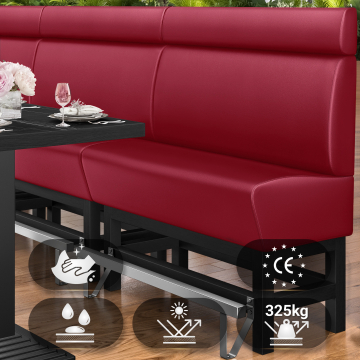 MIAMI | Banquette haute professionnel | L:H 140 x 158 cm | Rouge | Lisse | Cuir
