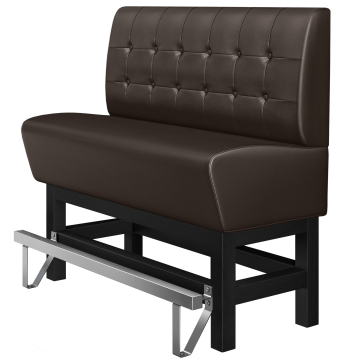 MIAMI | Divanetto per ristorante | L:H 100 x 133 cm | Marrone | Pulsante Chesterfield | Pelle