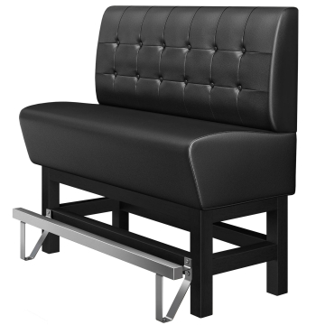 MIAMI | Divanetto per ristorante | L:H 100 x 133 cm | Nero | Pulsante Chesterfield | Pelle