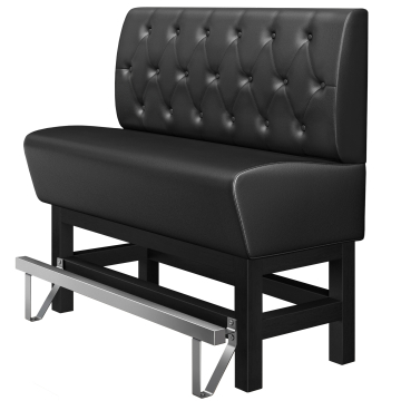 MIAMI | Divanetto per ristorante | L:H 100 x 133 cm | Nero | Rombo Chesterfield | Pelle