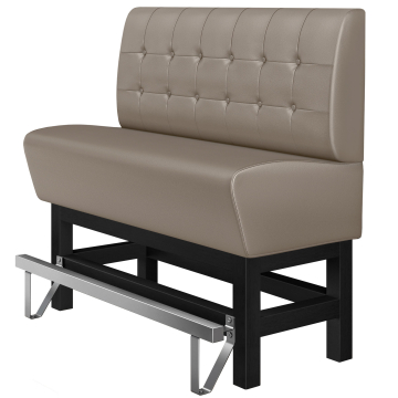 MIAMI | Divanetto per ristorante | L:H 100 x 133 cm | Taupe | Pulsante Chesterfield | Pelle
